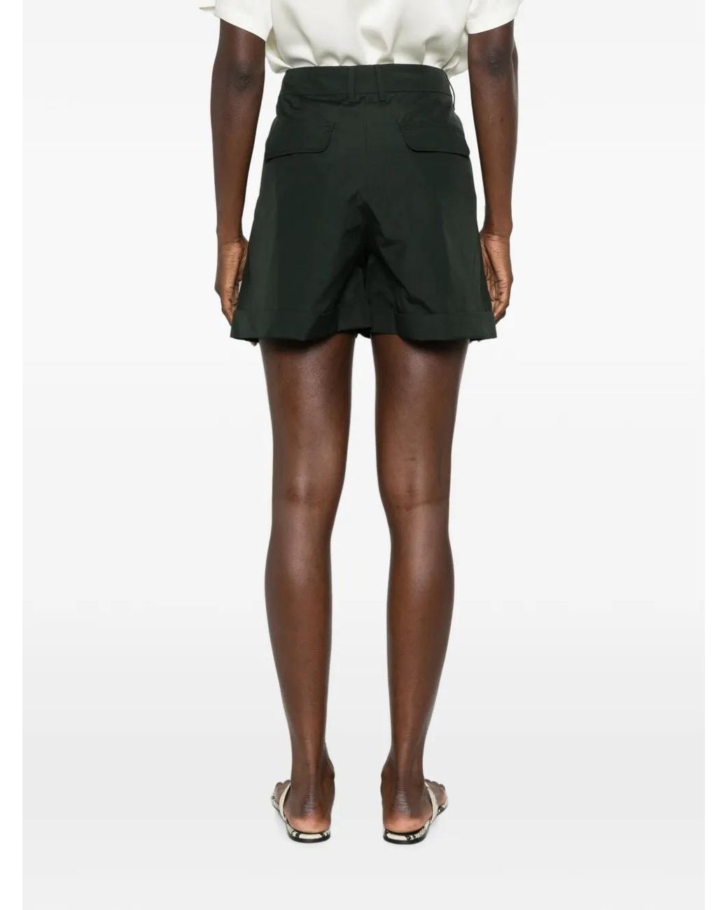 Max Mara Black Ubino Pleated-Front Cuffed-Hem Shorts