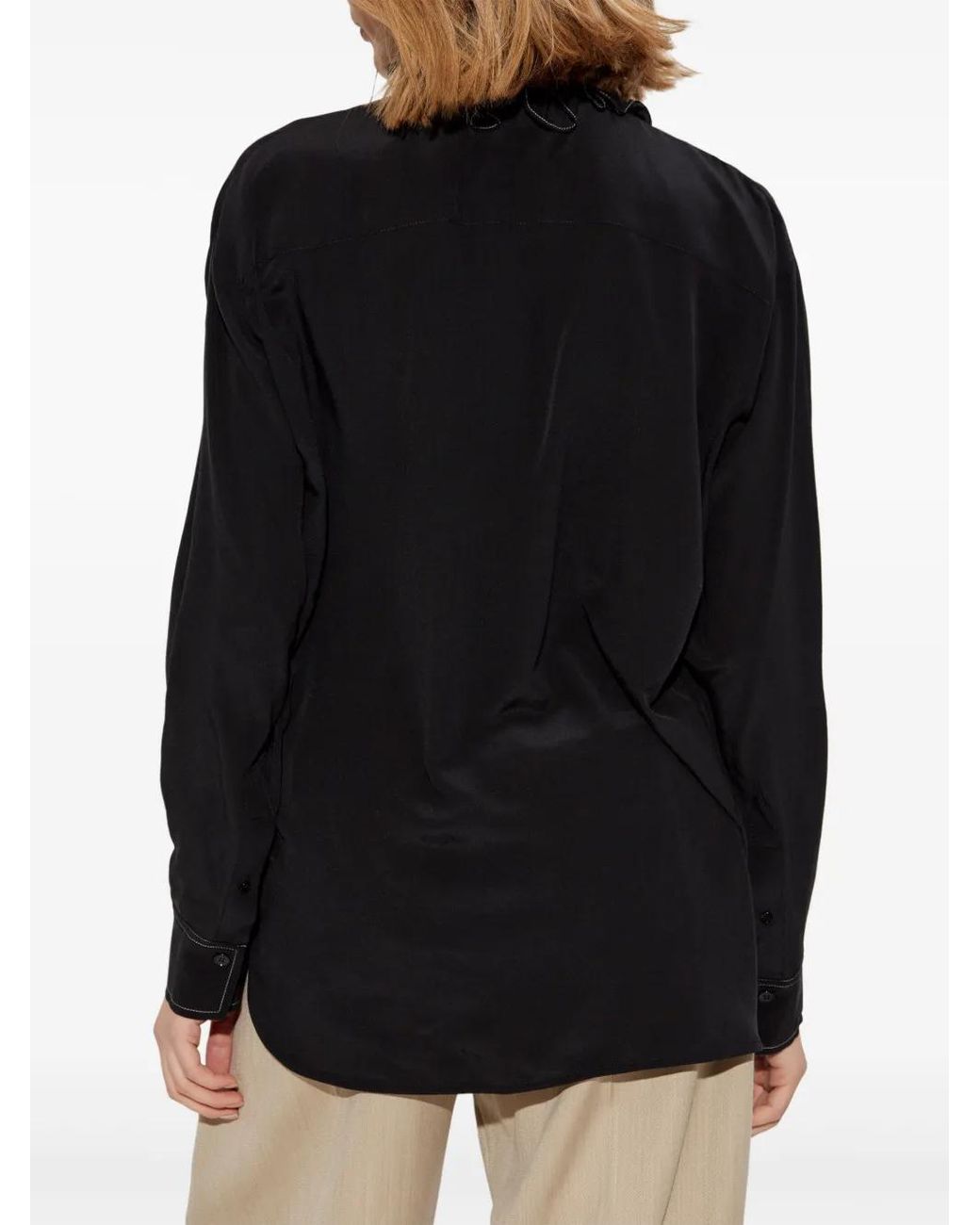 Victoria Beckham Black Ruffle-Detailing Blouse