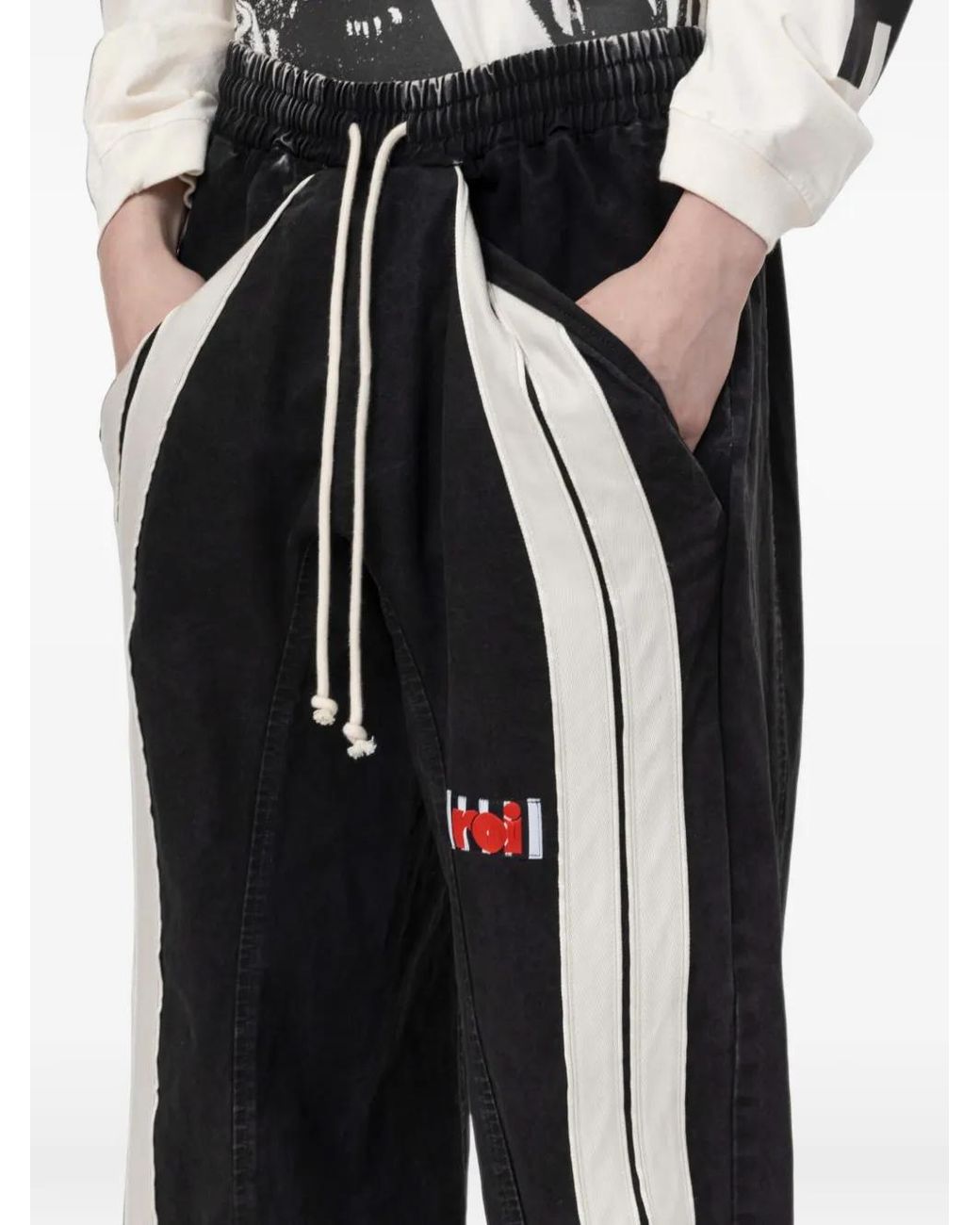 RRR123 Black Apocrypha Trappist Wide-Leg Trousers for men
