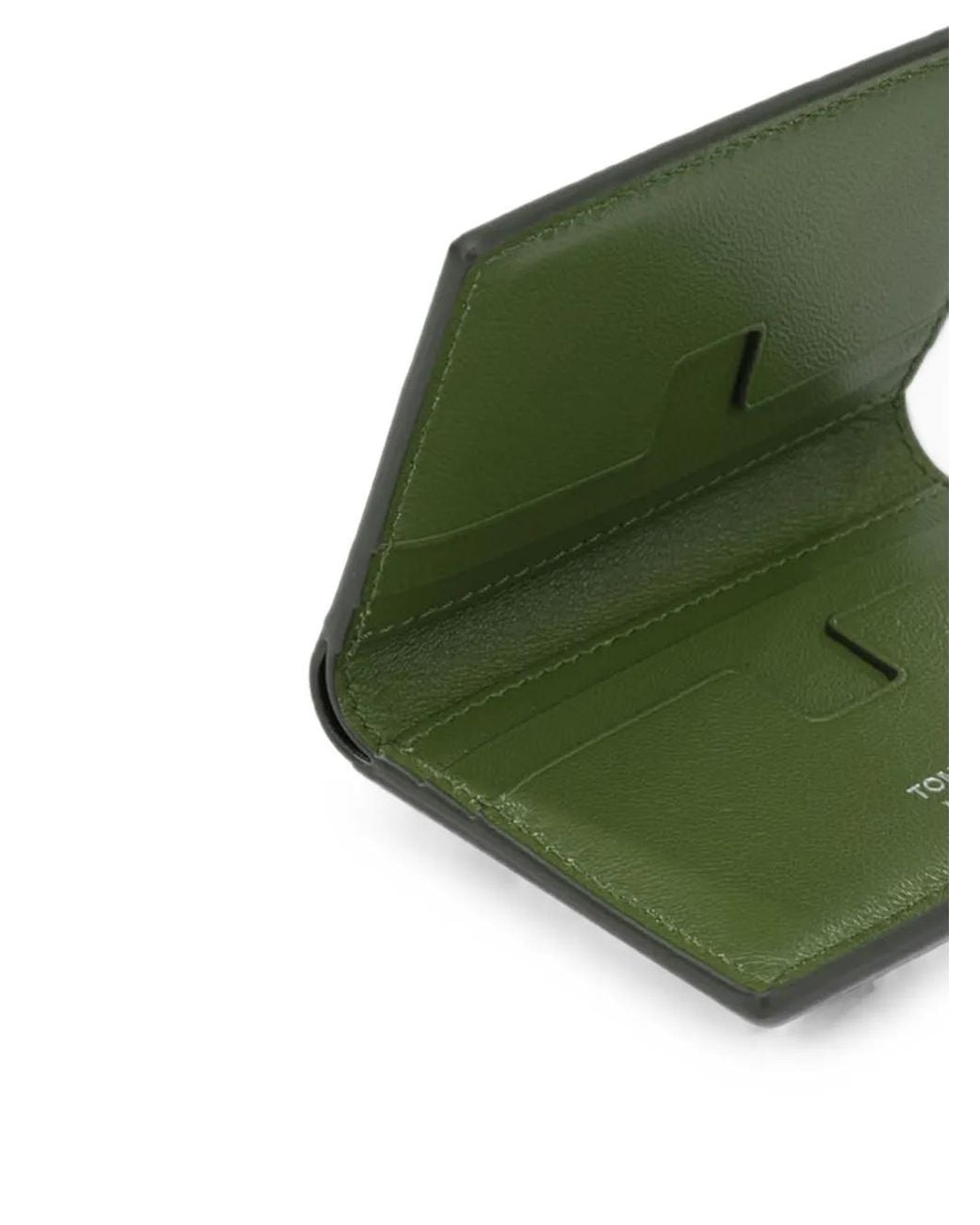 Tom Ford Green Crocodile-Effect Leather Wallet for men