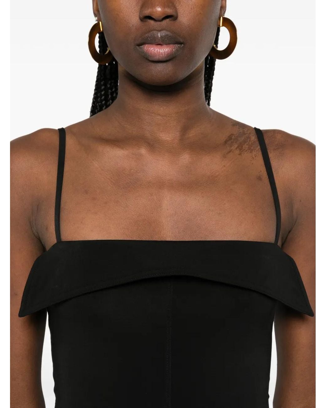 Nanushka Black Marinie Square-Neck Top