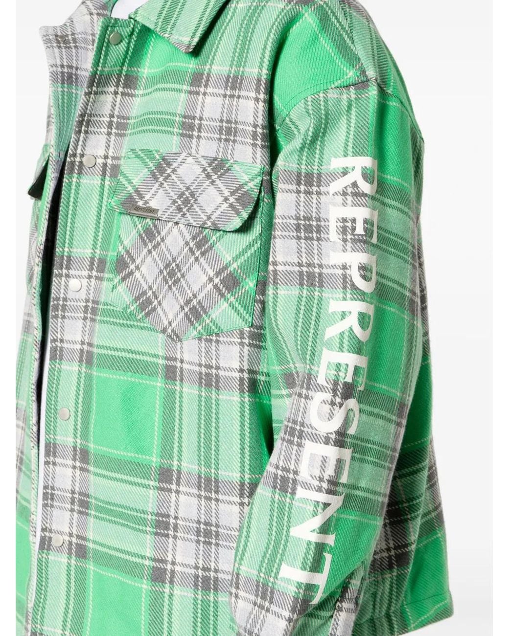 Represent Green Quilted Cotton Blend Over Shirt for men