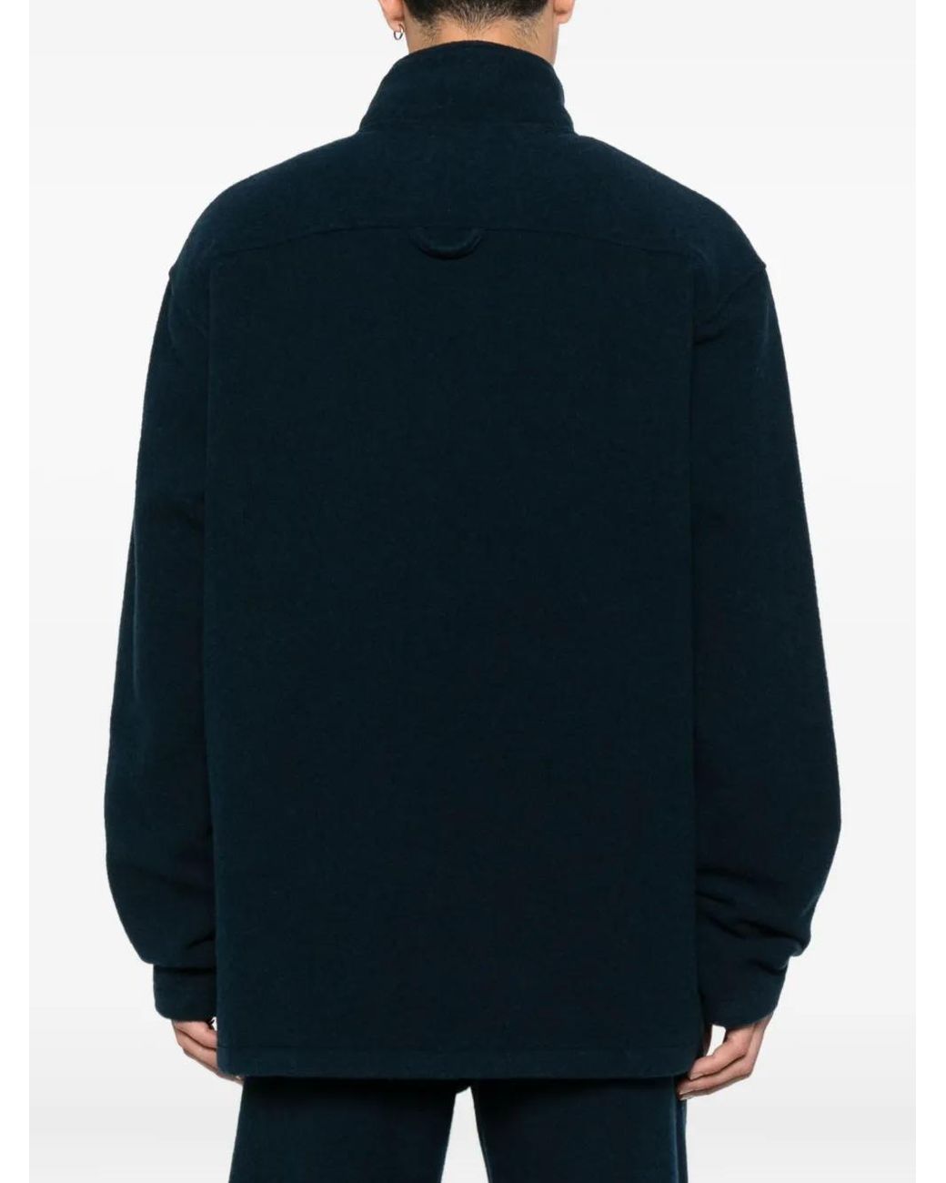 Rier Blue Virgin Wool Zip-Up Sweater for men