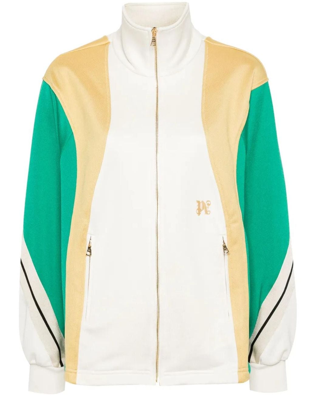Palm Angels Green Colour-Block Track Jacket