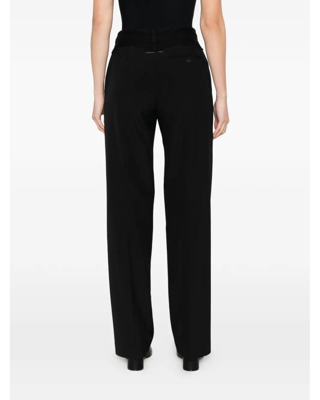 MM6 by Maison Margiela Black Tailored Trousers With Denim Waistband