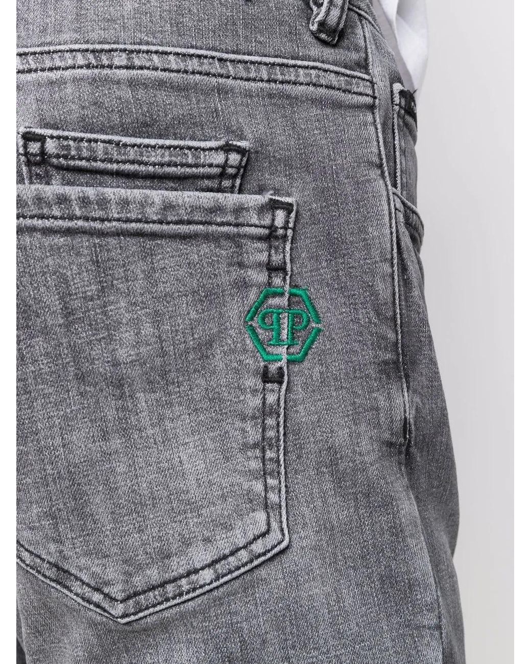 Philipp Plein Gray Low-Rise Slim-Fit Jeans for men