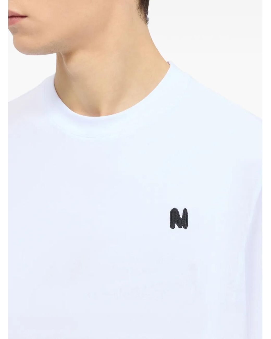 MSGM White Letter-Detail T-Shirt for men