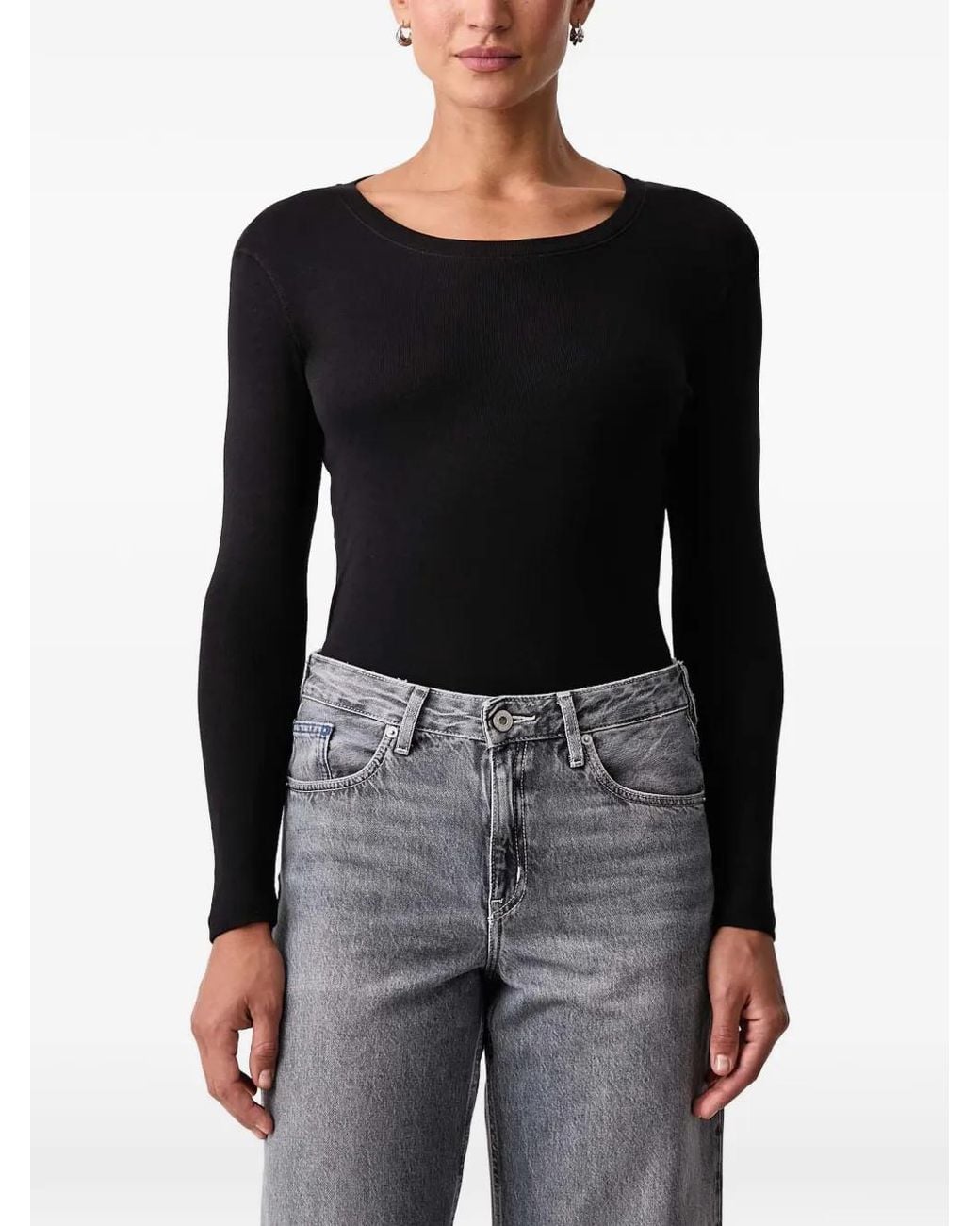 Mos Mosh Black Mmmali Ribbed Long-Sleeve T-Shirt