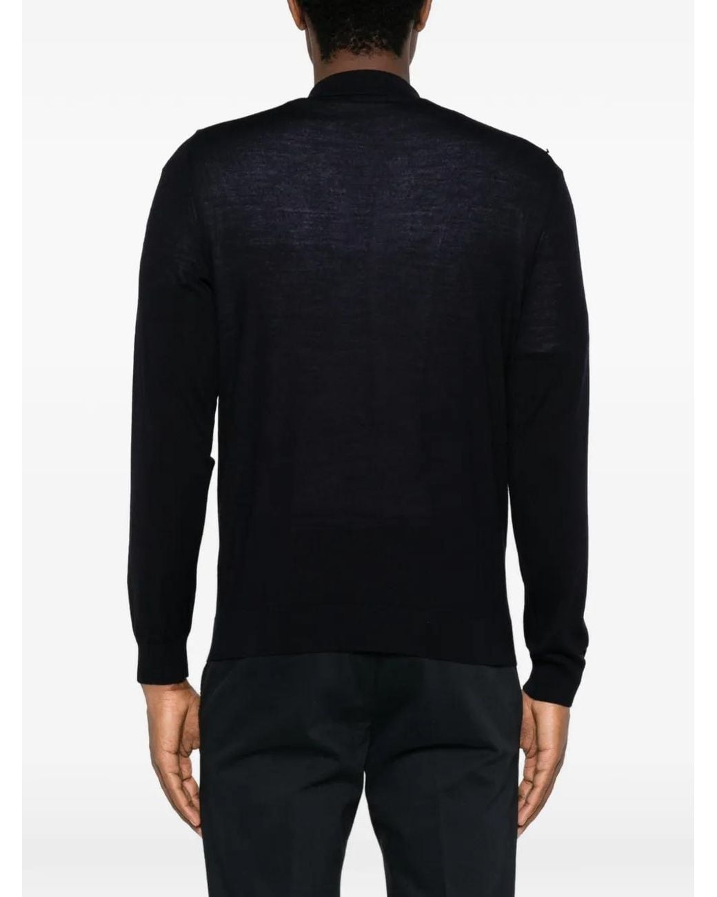 Heritage Black Polo-Collar Sweater for men