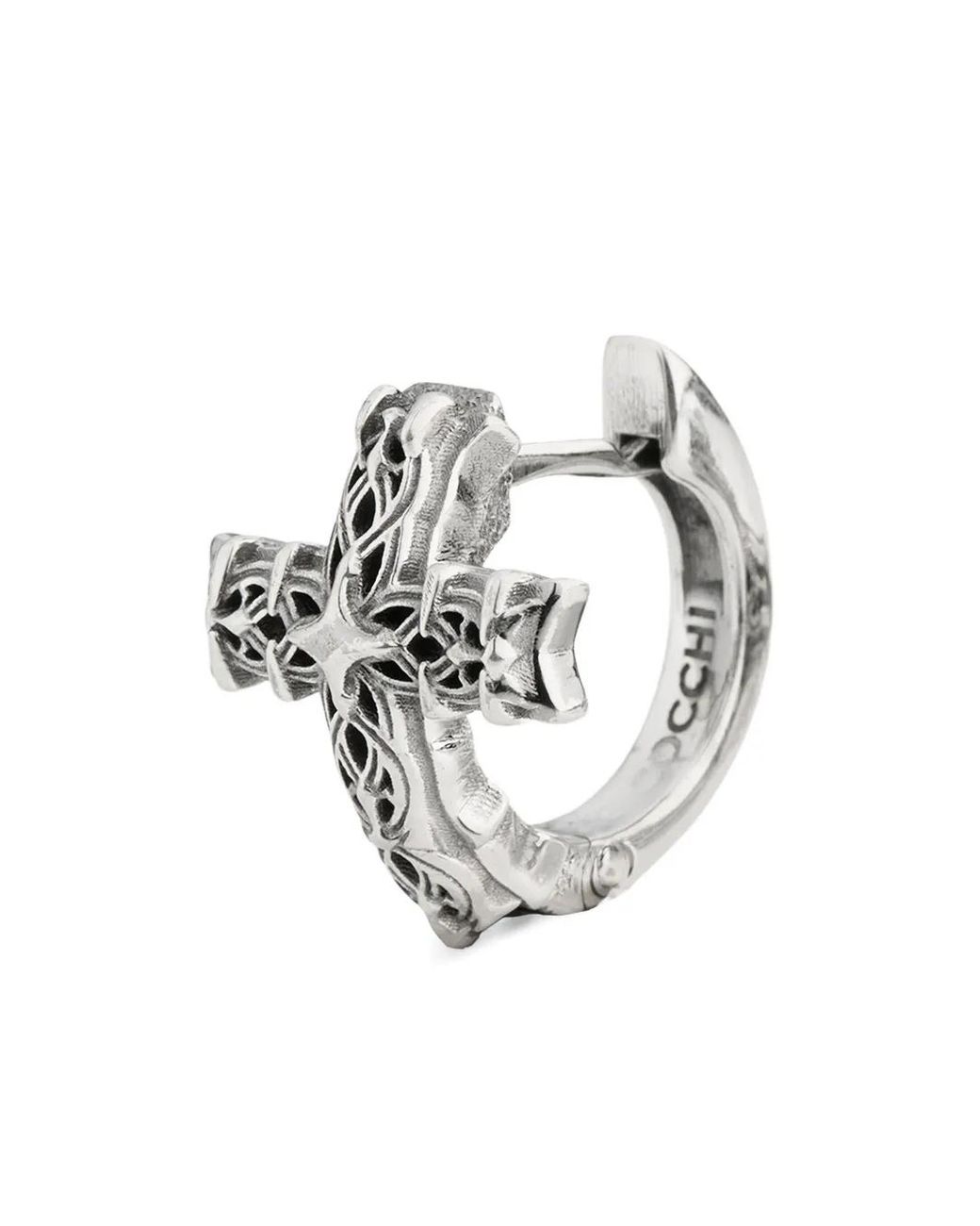 Emanuele Bicocchi White Notre-Dame Cross Hoop Earrings