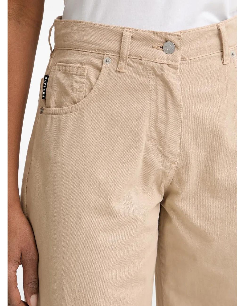 Haveone Natural Wide-Leg Cotton Trousers