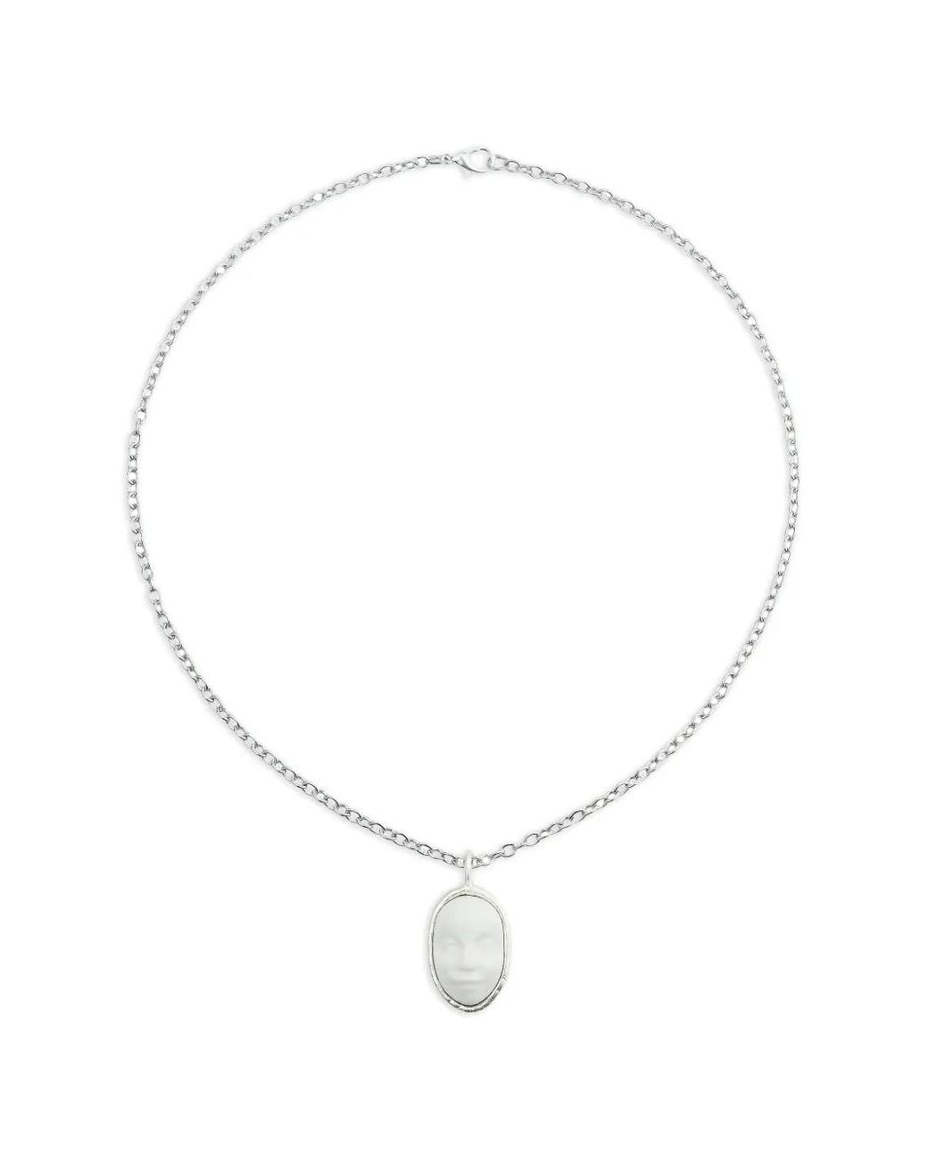 POISONED HEARTS White Face Pendant Chain Necklace