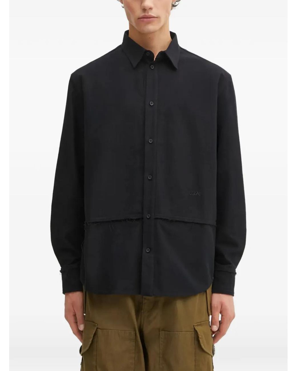 032c Black Logo-Embroidered Shirt for men