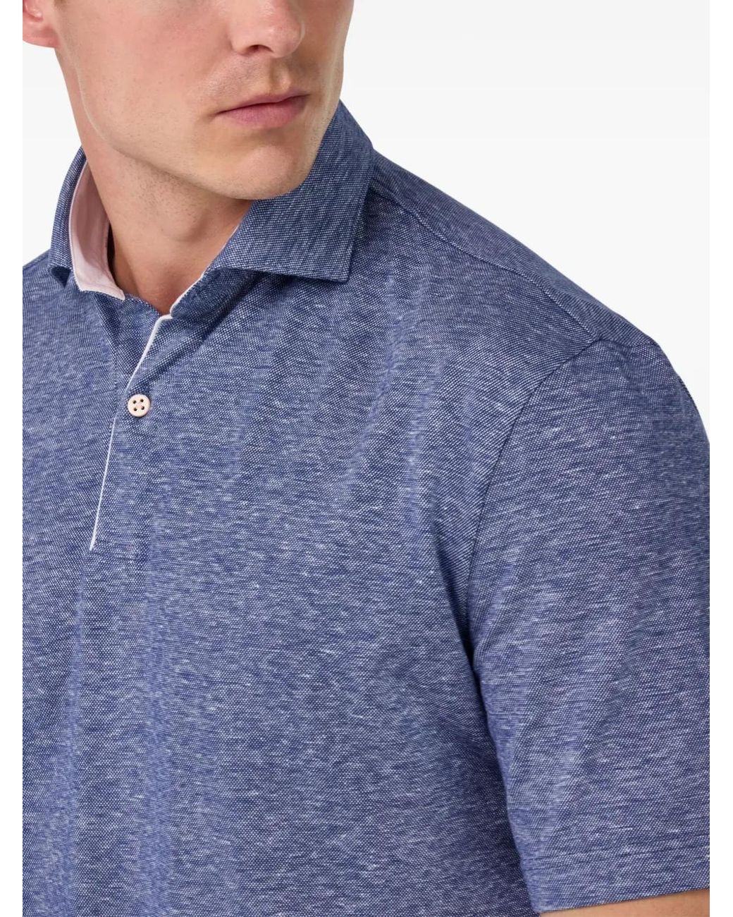 Boggi Blue Cotton-Linen Polo Shirt for men