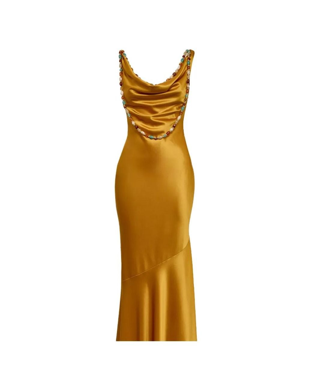 retroféte Metallic Keryn Bead-Embellished Cowl-Neck Maxi Dress