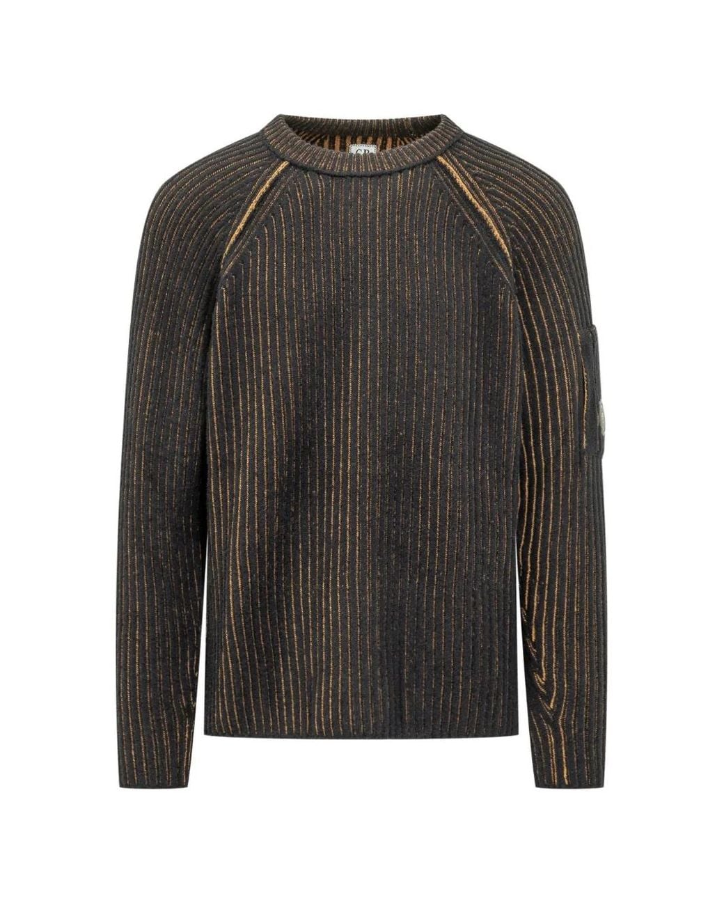 C P Company Gray Ribbed-Knit Lens-Detail Sweater for men