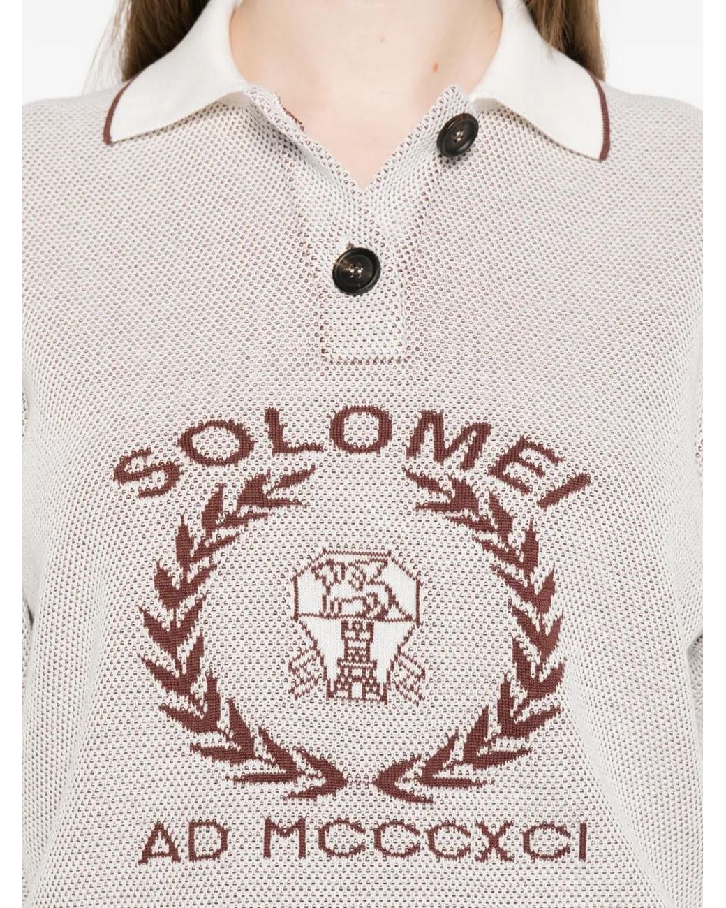 Brunello Cucinelli White Graphic Polo Shirt