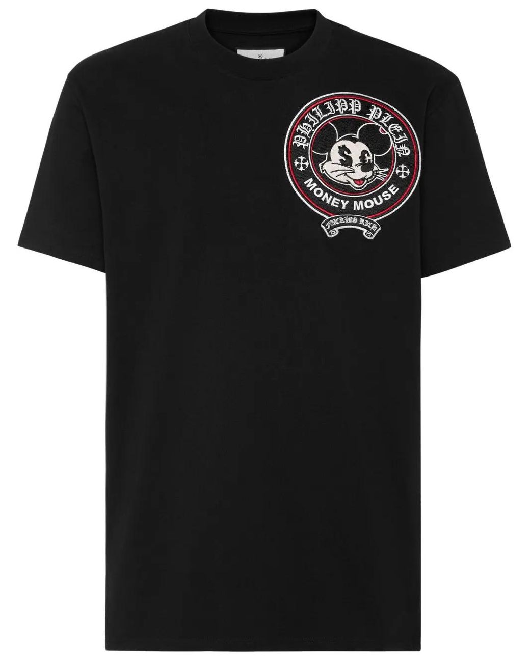 Philipp Plein Black Money Mouse-Embroidered T-Shirt for men