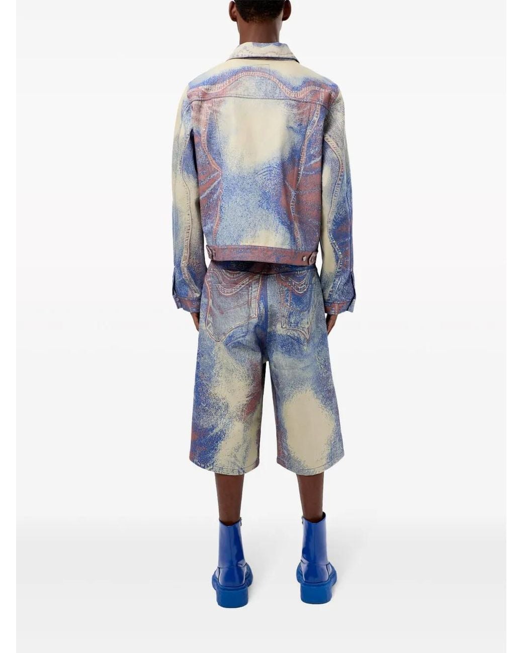 CAMPERLAB Blue Swirl-Print Denim Shorts