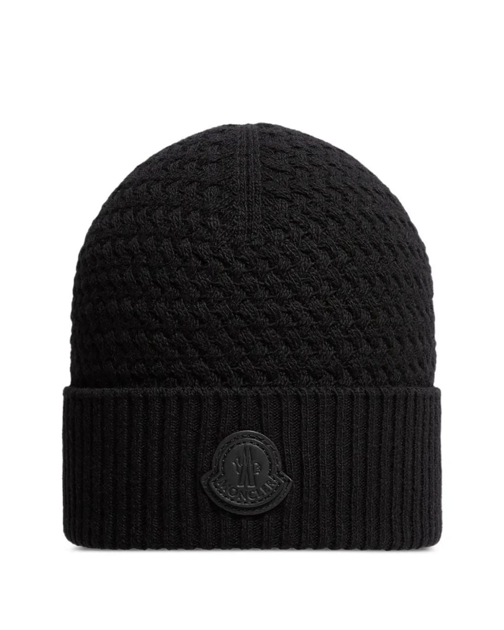 Moncler Black Cashmere Blend Beanie Hat