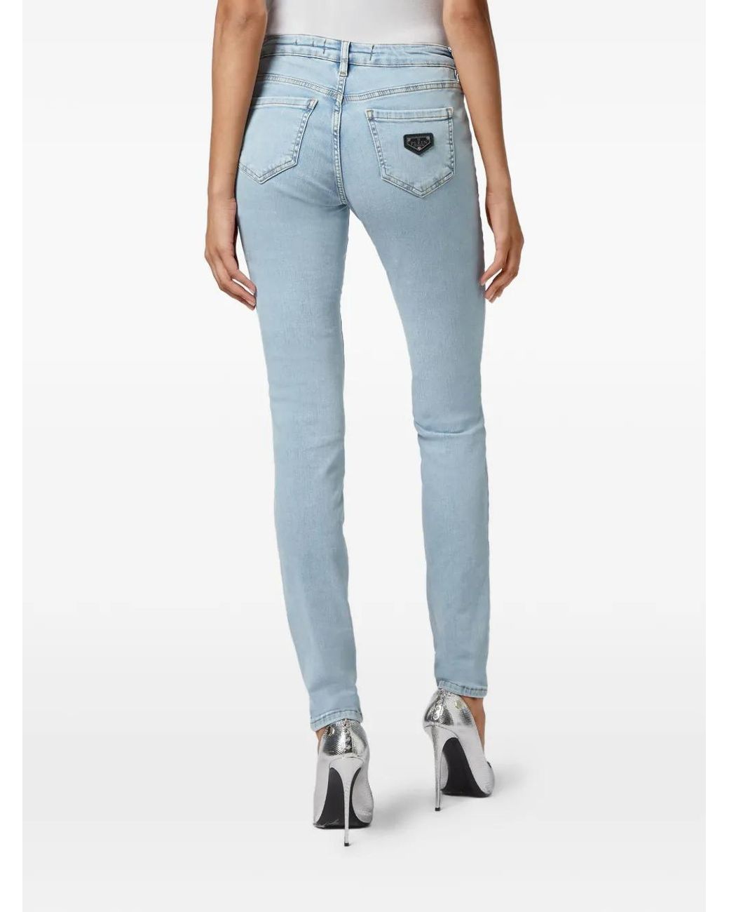 Philipp Plein Blue Logo-Plaque Jeans