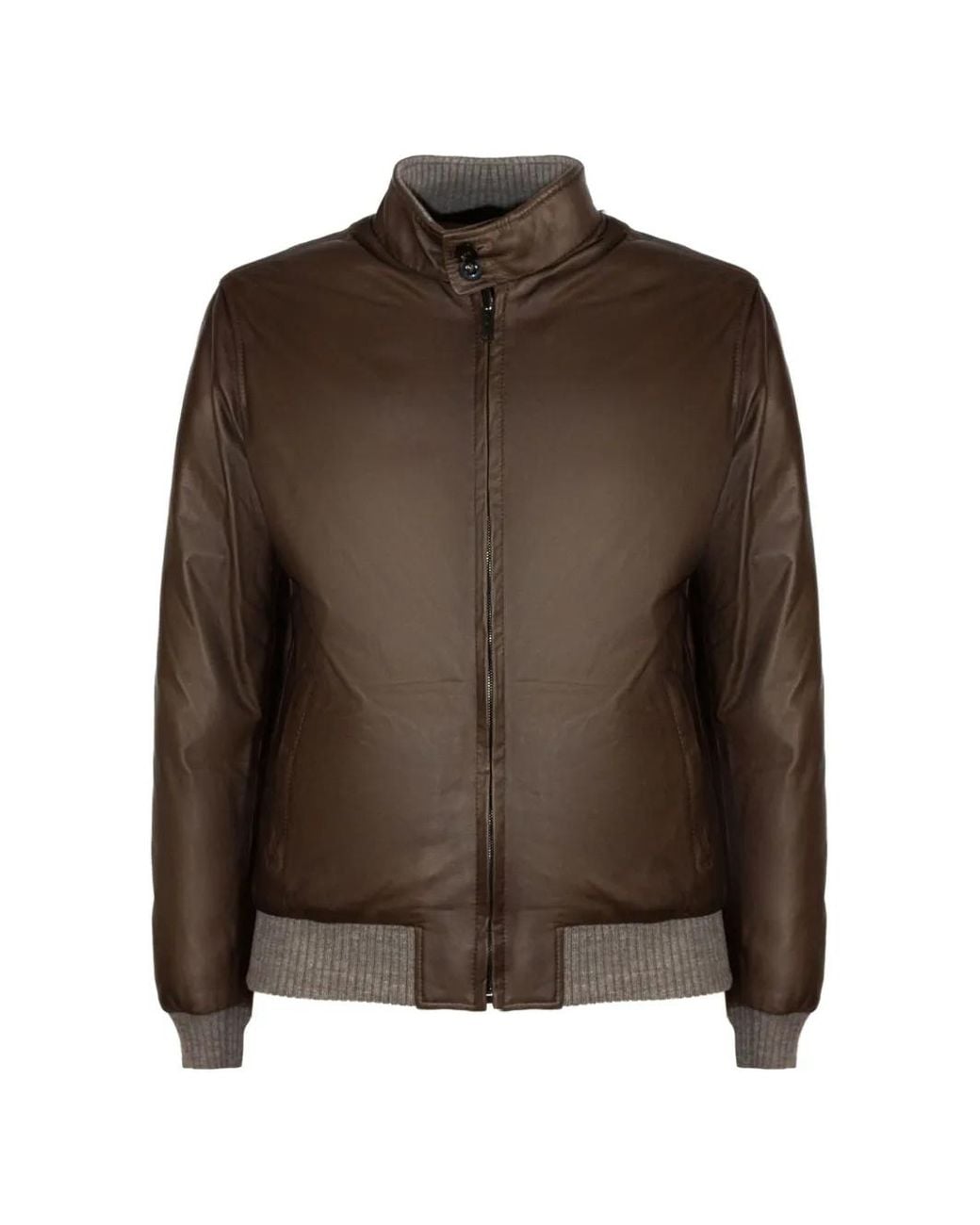 Volfagli Brown Reversible Leather Jacket for men