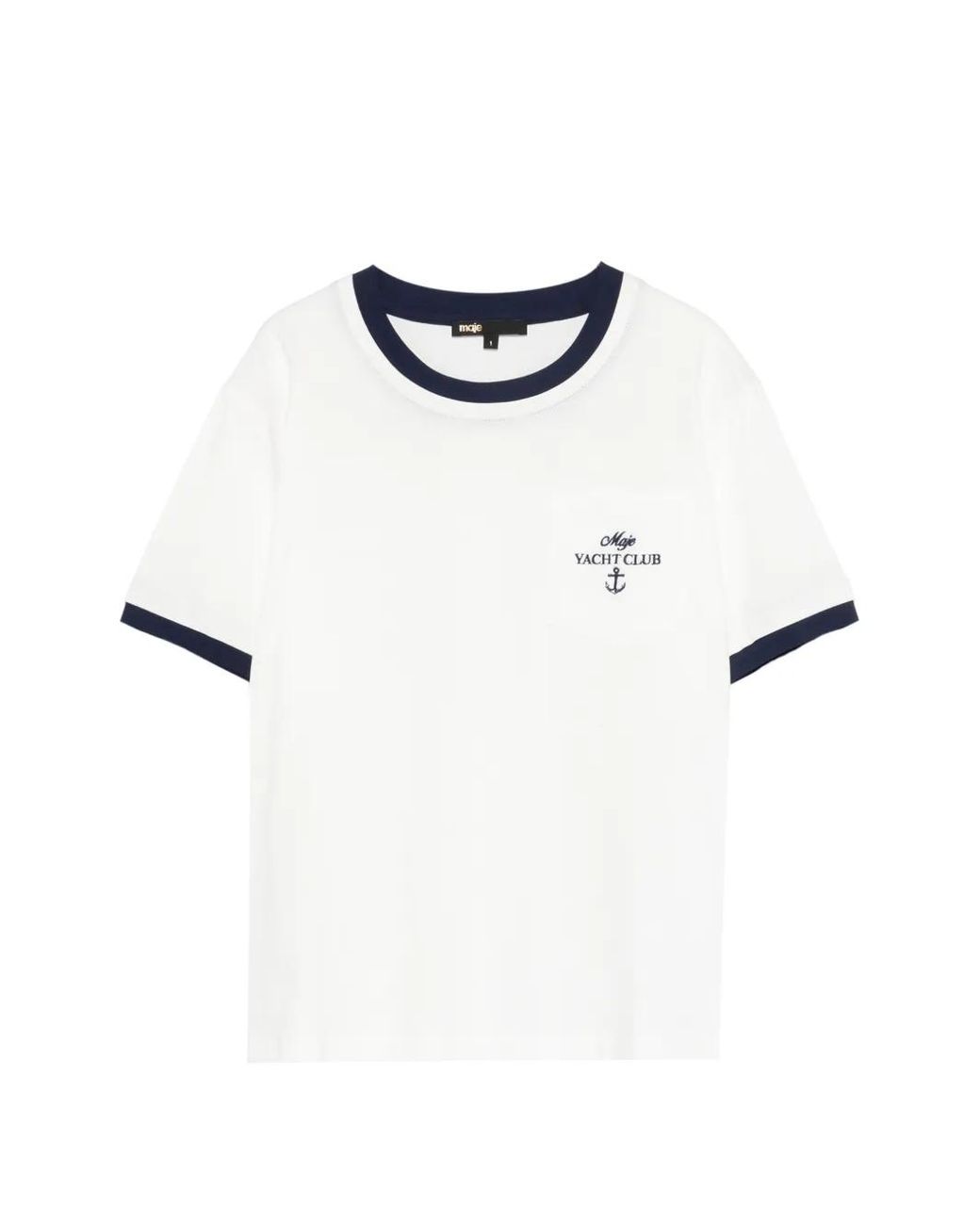 Maje White Contrast-Trim Graphic T-Shirt
