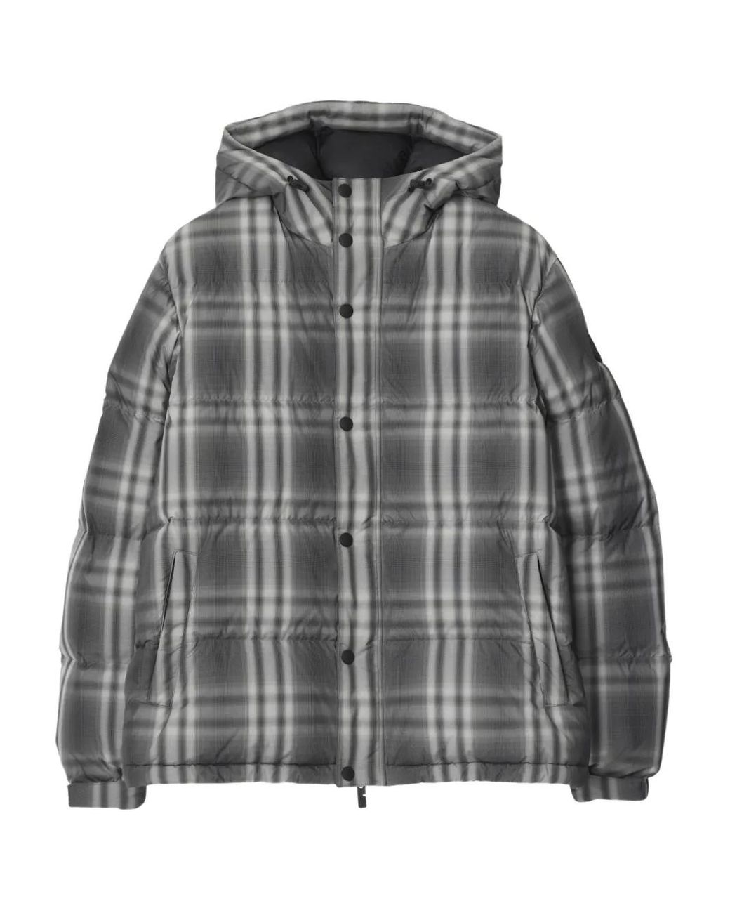 Burberry Check Puffer Jacket in Gray for Men | Lyst