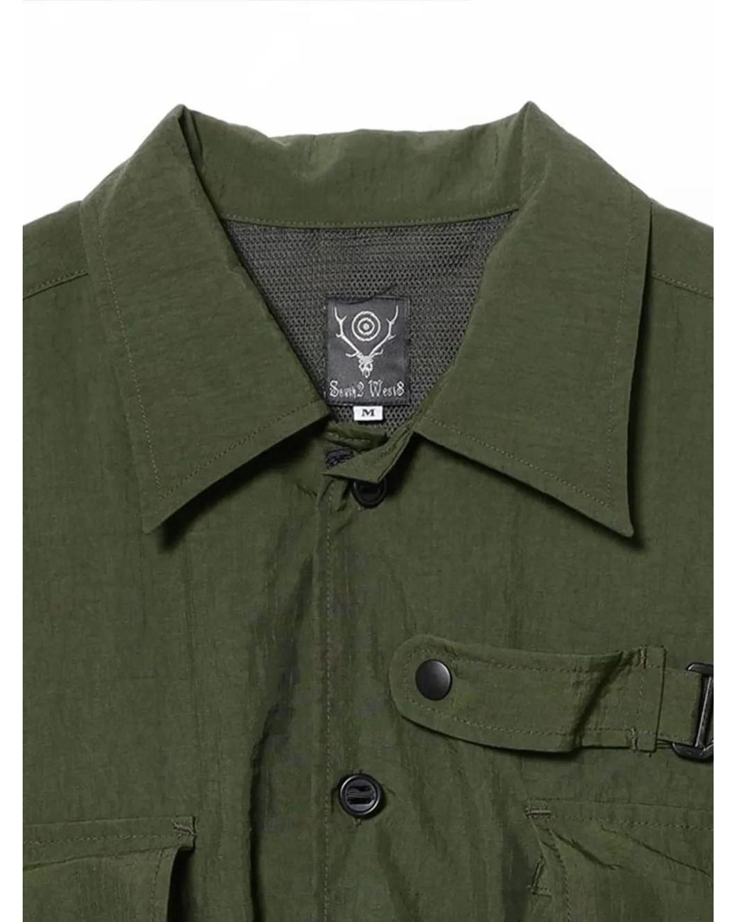 South2 West8 Green Logo-Patch Shirt for men
