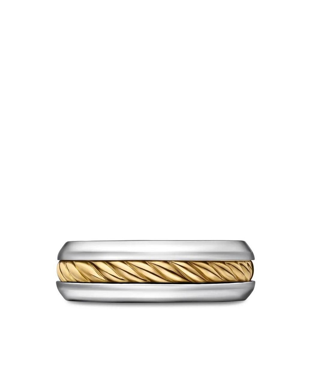 David Yurman 18Kt Geelgouden En Sterling Zilveren Cable Inset Ring (8Mm) in het Metallic voor heren