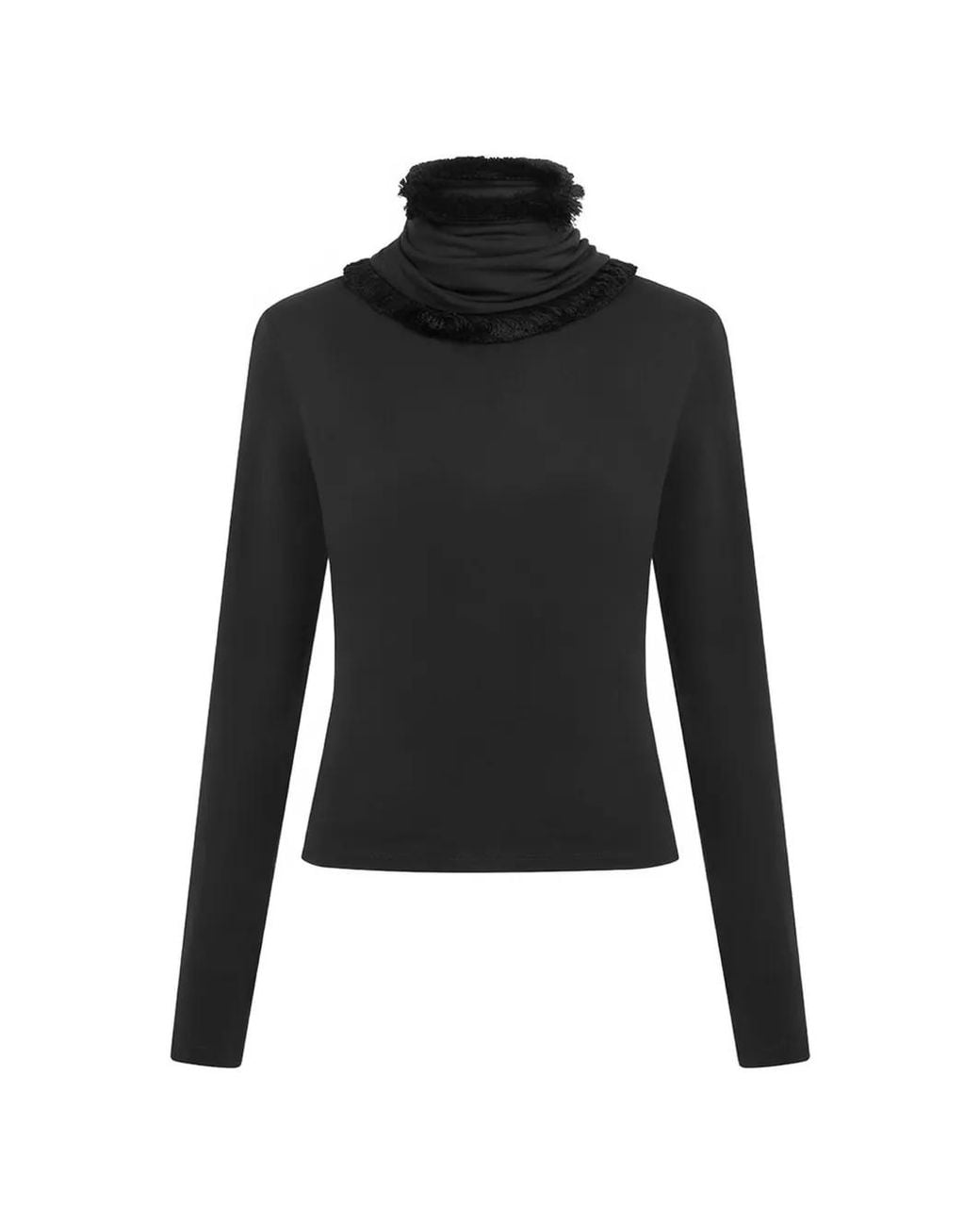 16Arlington Black Jori Fringe-Trim Top