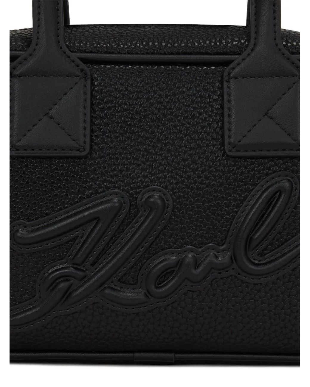 Karl Lagerfeld Black Embossed-Logo Tote Bag