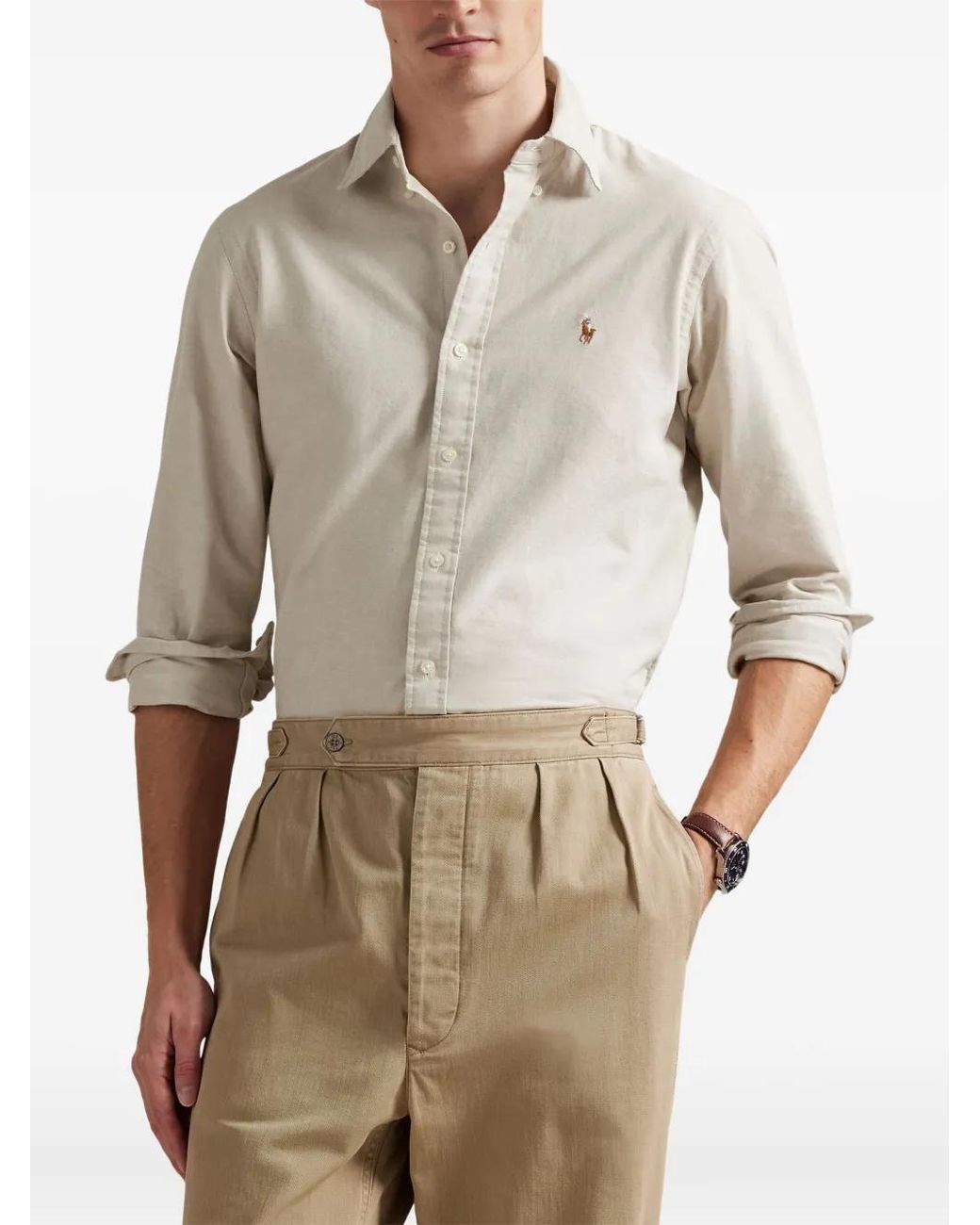 Polo Ralph Lauren Natural Long-Sleeve Button-Down Shirt for men