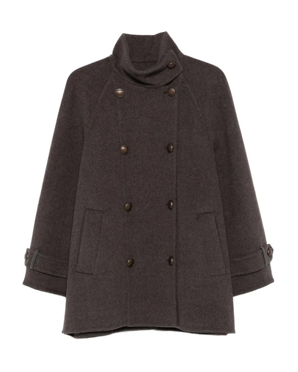 Brunello Cucinelli Brown Double-Breasted Buttoned Coat
