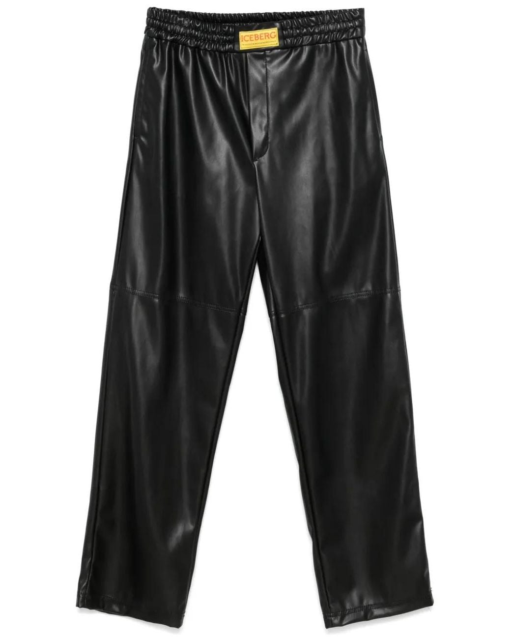 Iceberg Gray Faux-Leather Trousers for men