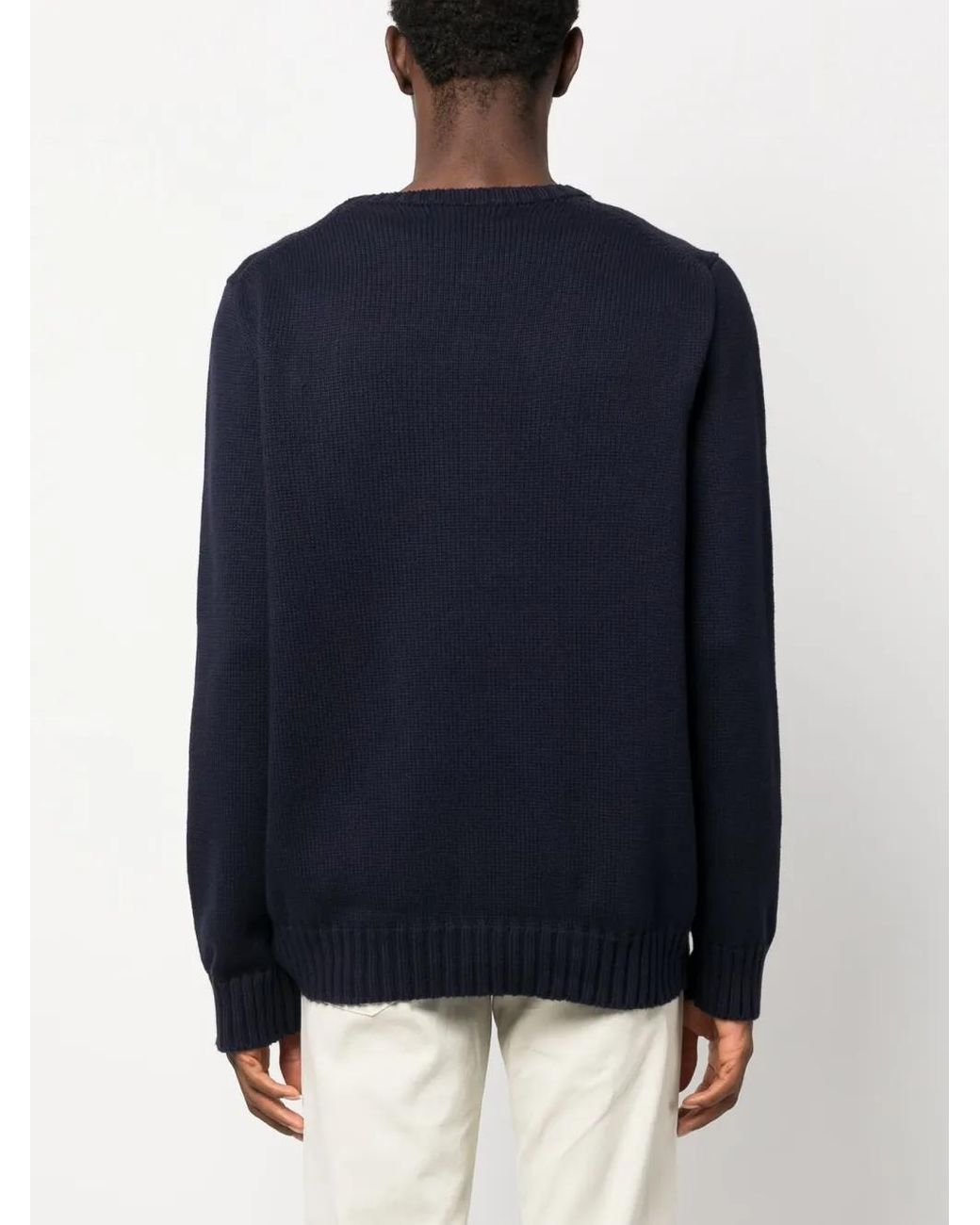 Ralph Lauren Blue Crewneck Sweater With American Flag Graphic for men