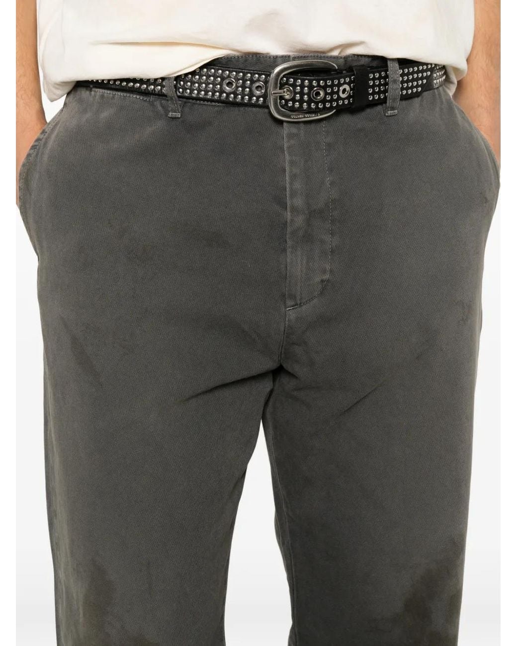 Enfants Riches Deprimes Gray Distressed-Effect Straight-Leg Trousers for men