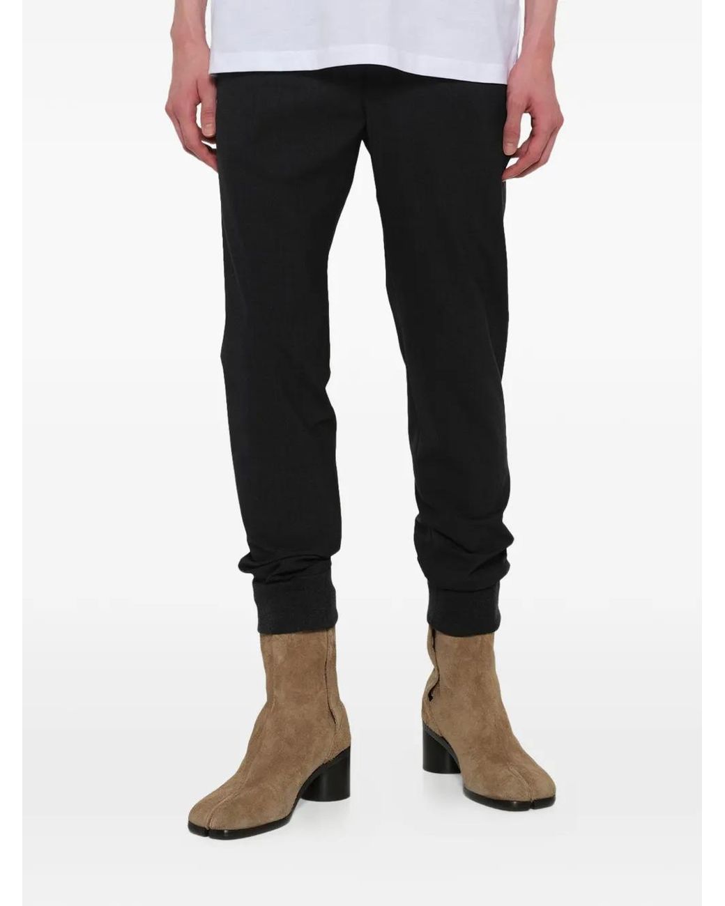 Wooyoungmi Black Cuffed Tailored Trousers for men