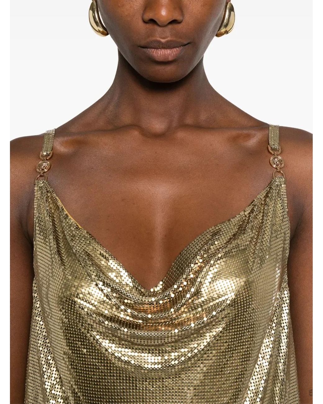 Mini robe de cocktail Versace en coloris Metallic