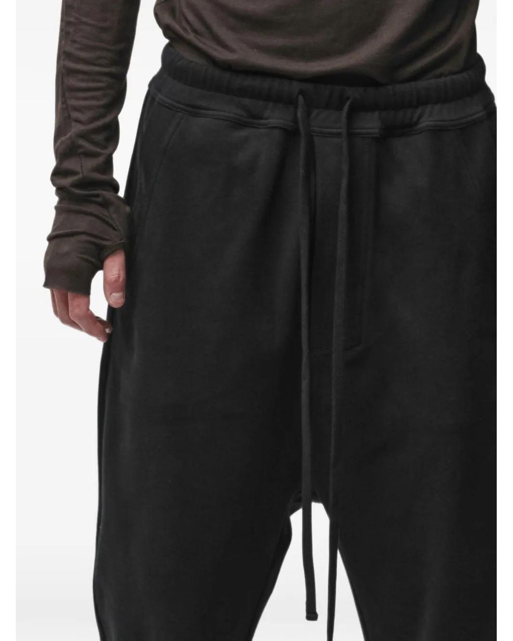 Thom Krom Black Drawstring Drop-Crotch Trousers for men