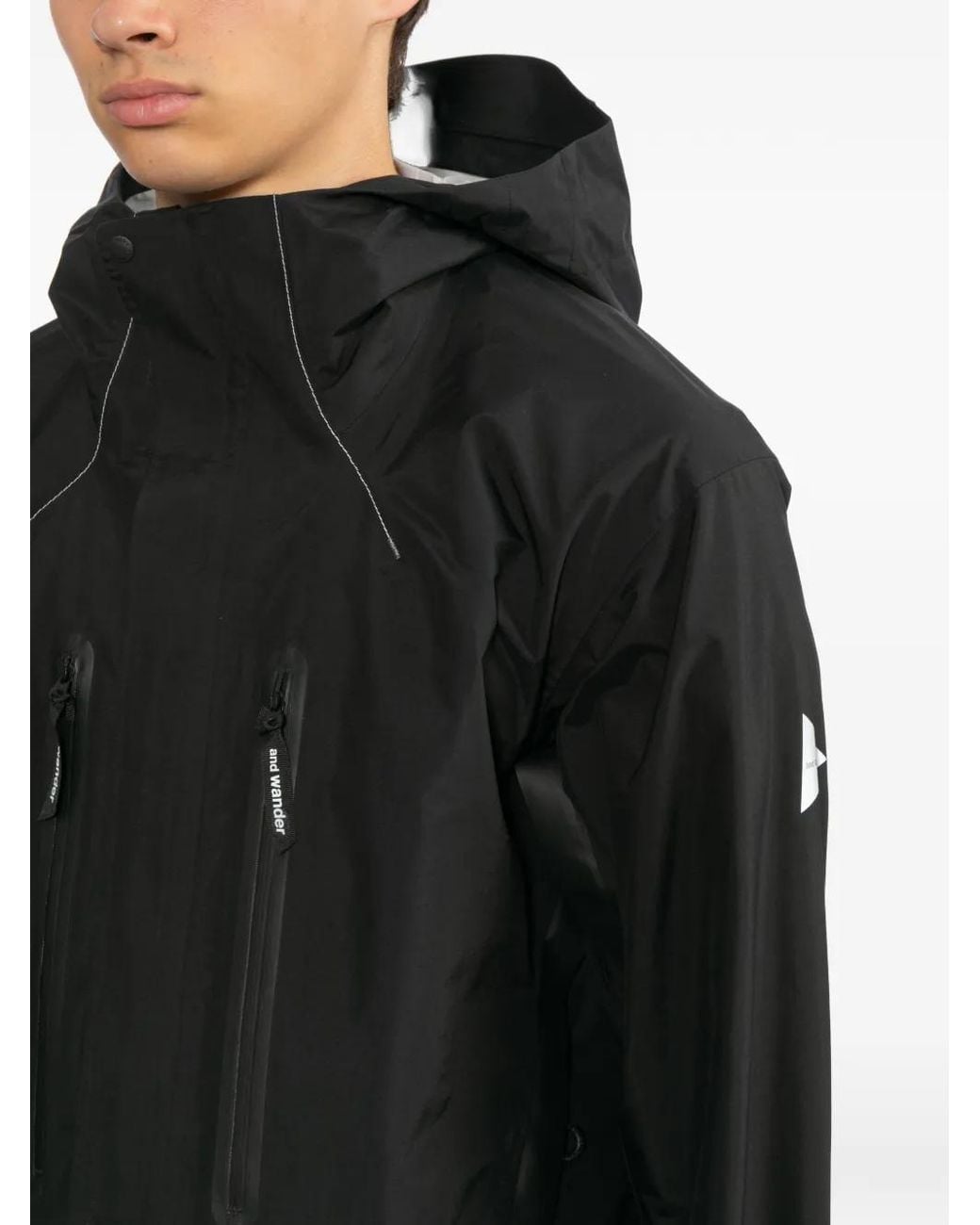 And Wander Black Hooded Hiker Rain Jacket for men