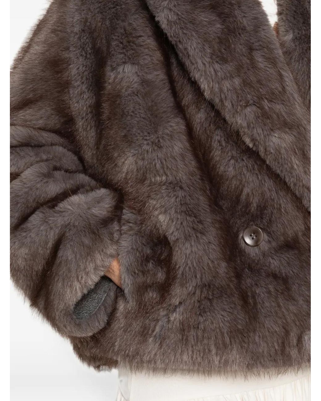VALENTINI 1972 Brown Faux-Fur Double-Breasted Coat