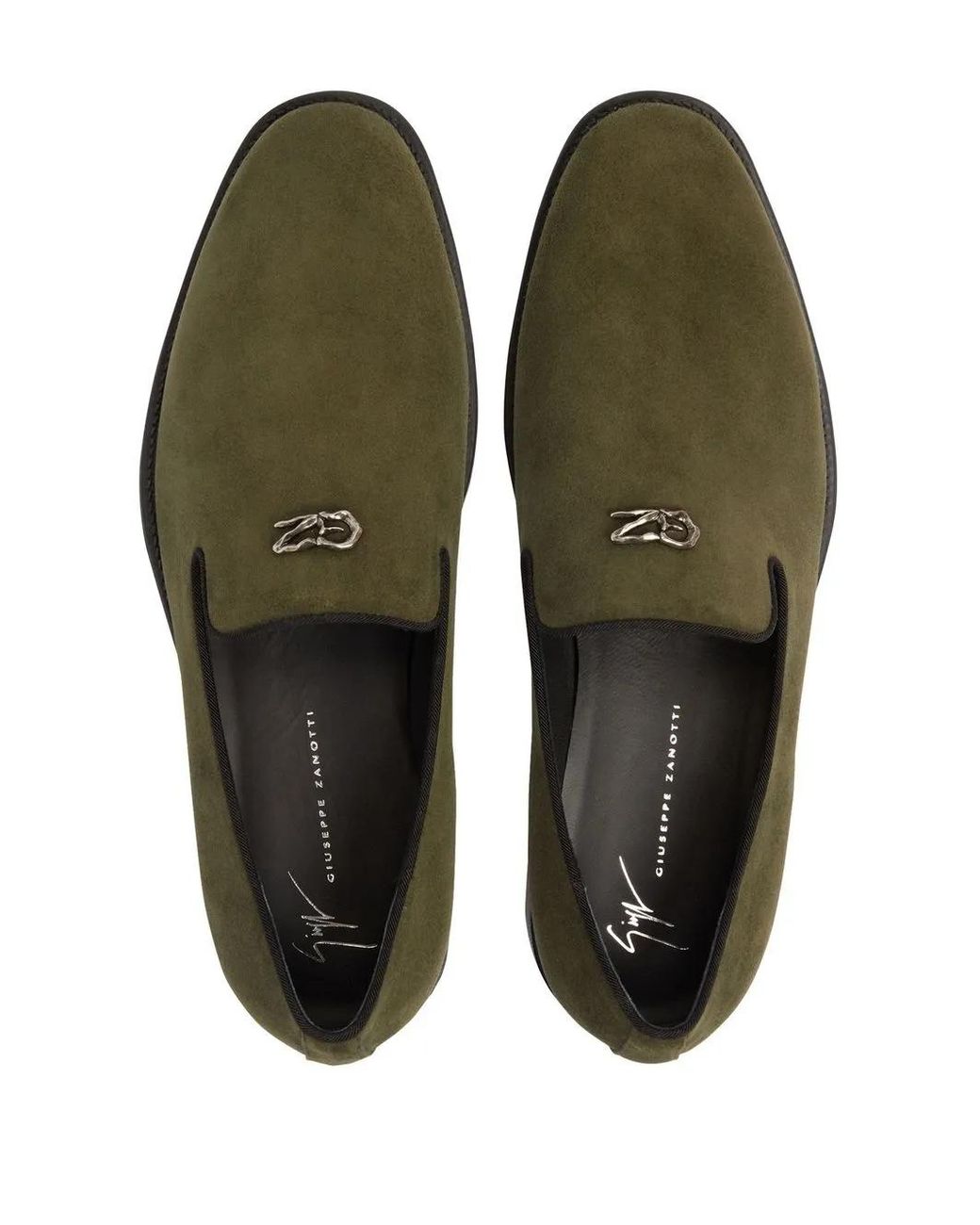 Giuseppe Zanotti Green Imrham Logo-Plaque Suede Loafers for men
