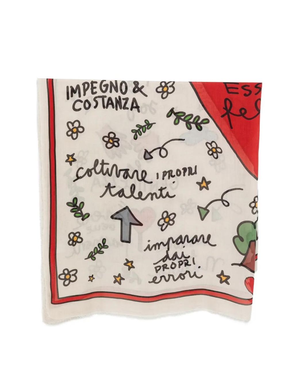 Faliero Sarti Natural Graphic-Print Frayed Scarf