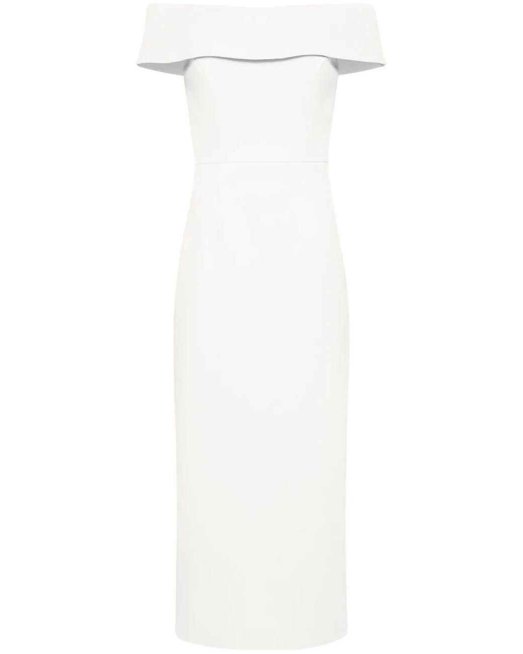 Rebecca Vallance White Amore Off-Shoulder Midi Dress