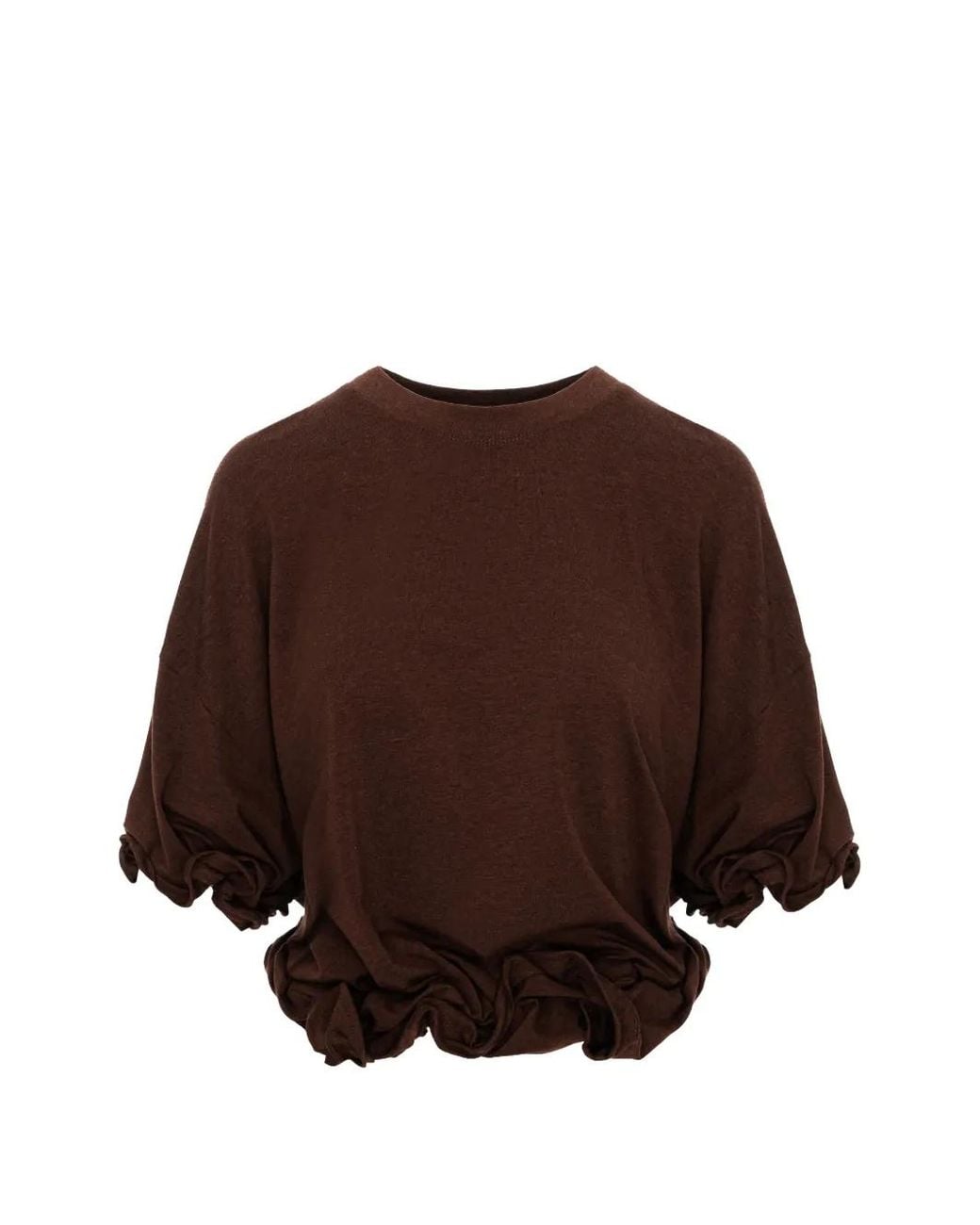 SEEN USERS Brown Twombly Bloom Ruffled T-Shirt