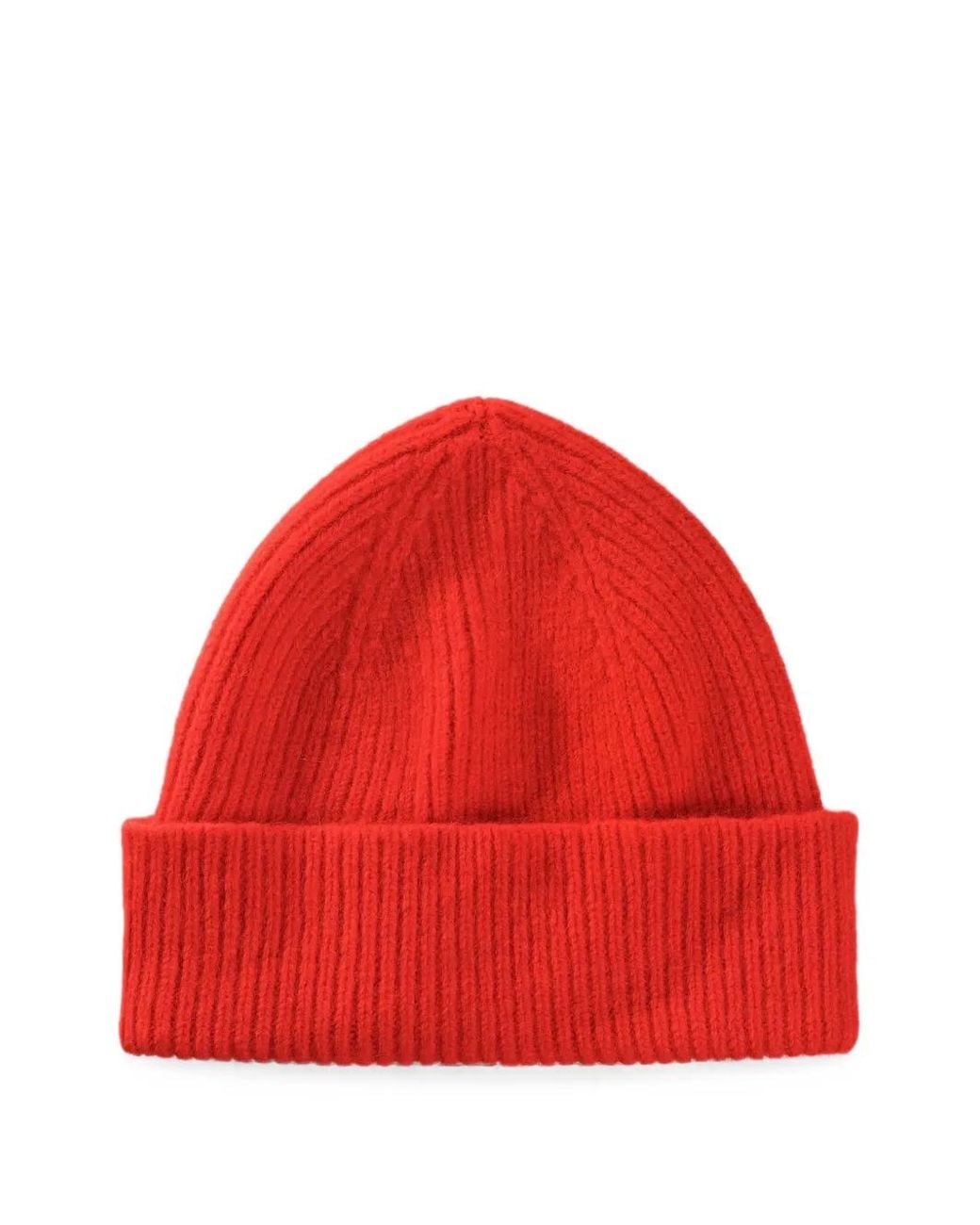Le Bonnet Red Ribbed-Knit Beanie Hat