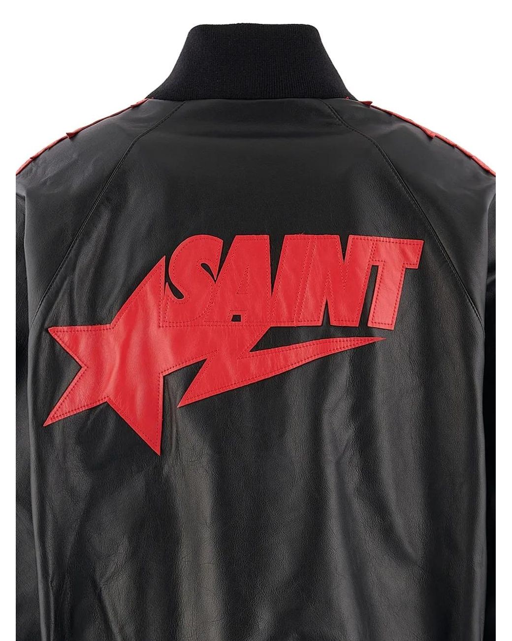 SAINT Mxxxxxx Black X Bape Logo-Patch Track Jacket for men