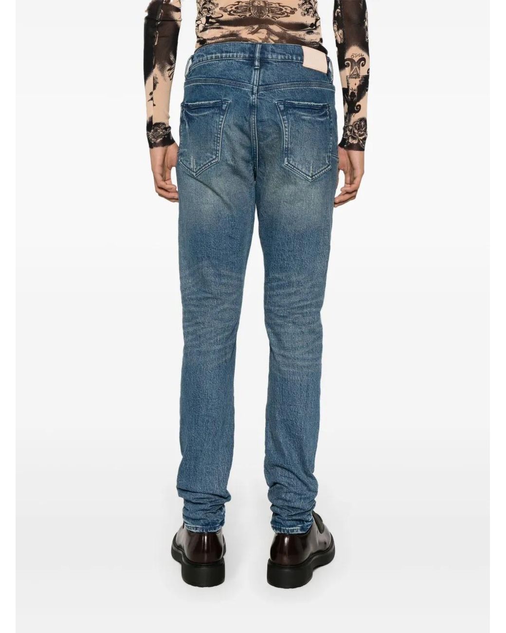Purple Brand Blue P001 Low-Rise Slim-Leg Jeans for men