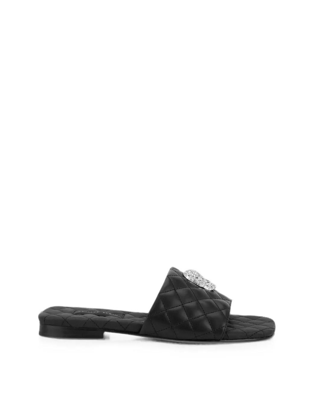 Philipp Plein Black Sandales Matelassées Nappa À Ornements En Cristal
